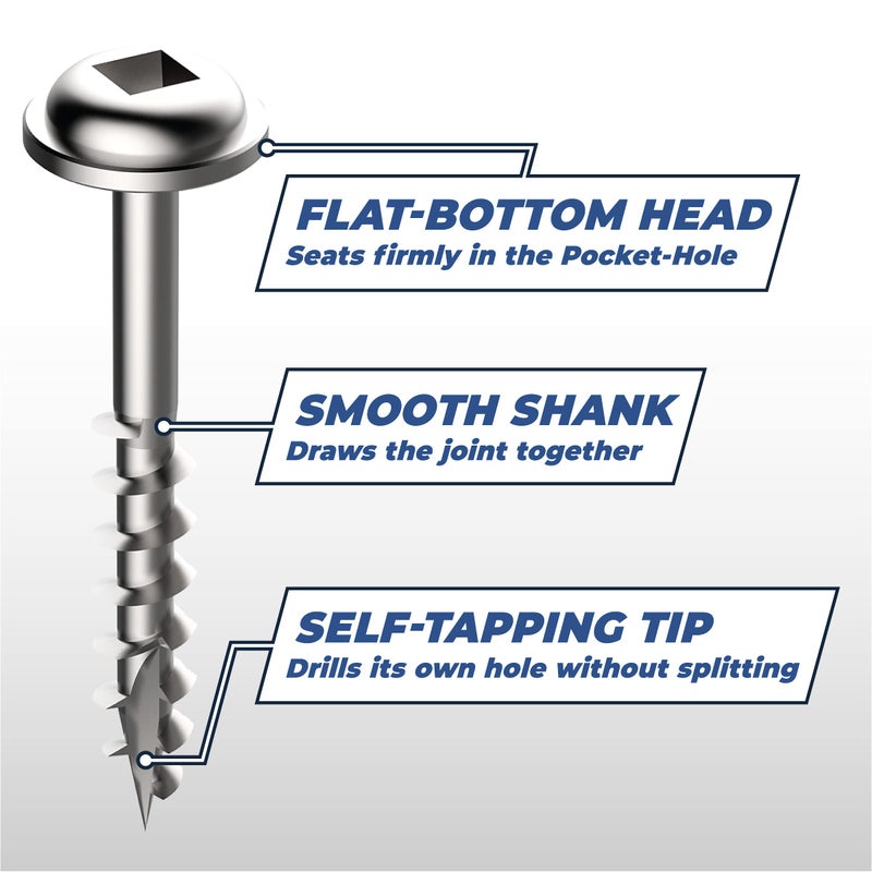 Kreg SML-C125-1200 Zinc Pocket Screw - 1 1/4 Inch #8 Coarse Thread - Maxi-Loc Head - 1200 Count - Image 4